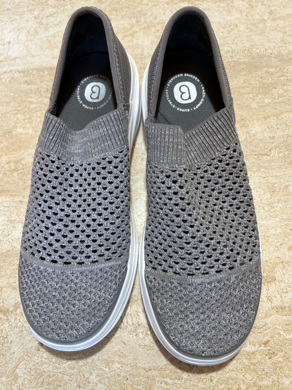 Bzees  Grey Slip-On Knit Sneakers
